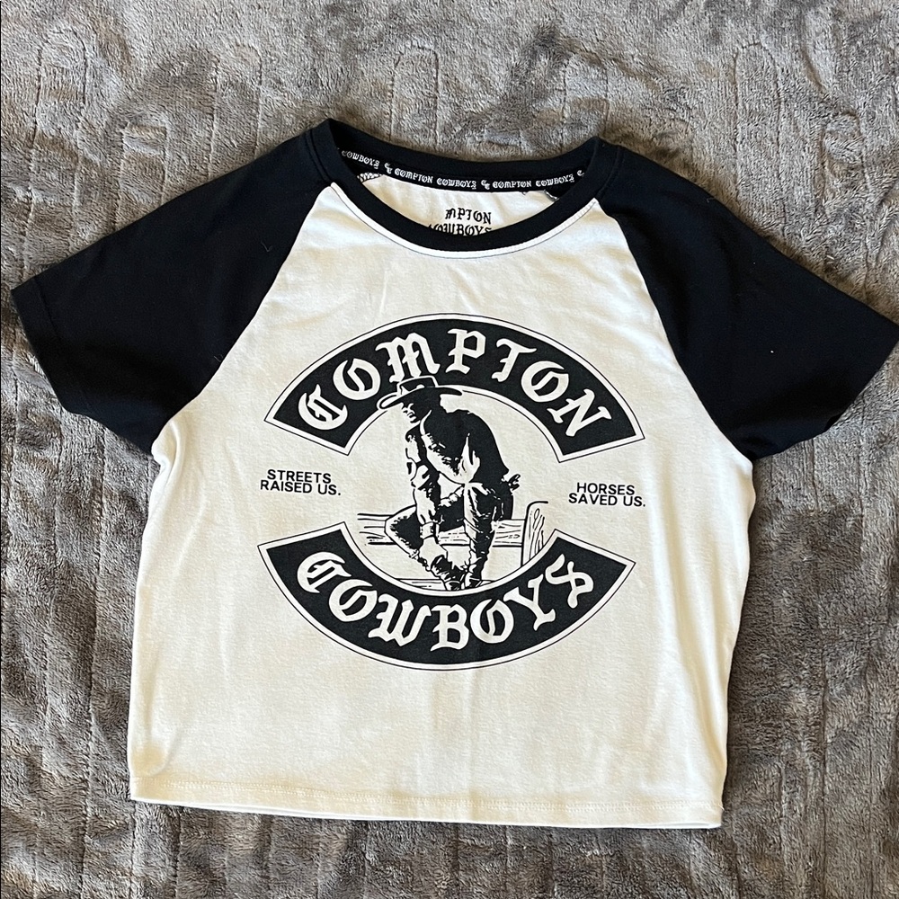 Hybrid Apparel Black and Cream  Compton Cowboys Tee Youth size L